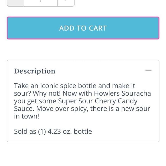 FREE W/ BUNDLE NWT Collectible 'Souracha' Sriracha Super Sour Cherry Howler - Picture 3 of 3